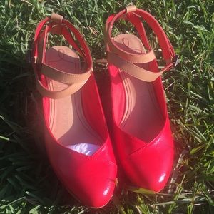Calvin Klein Jeans red wedges- Sz 8